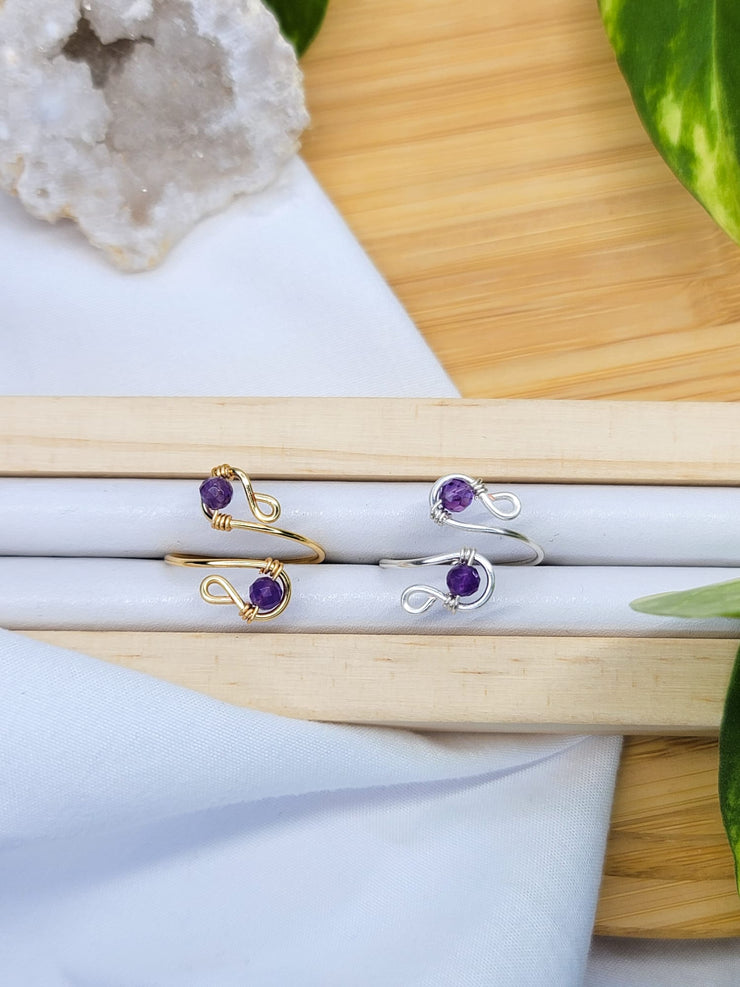 Double Stone Amethyst Ring