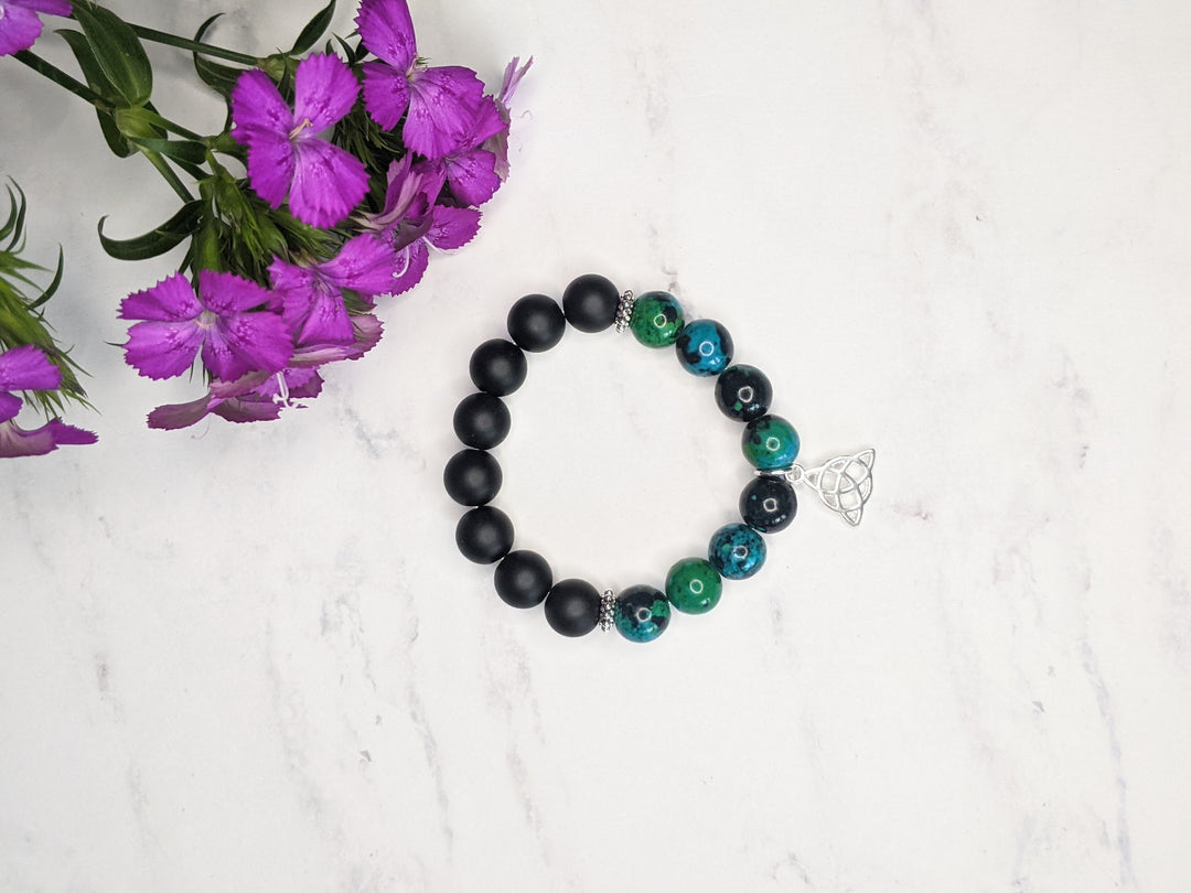Azurite-Malachite + Black Obsidian Bracelet