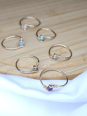Mini Stone Rings - Gold