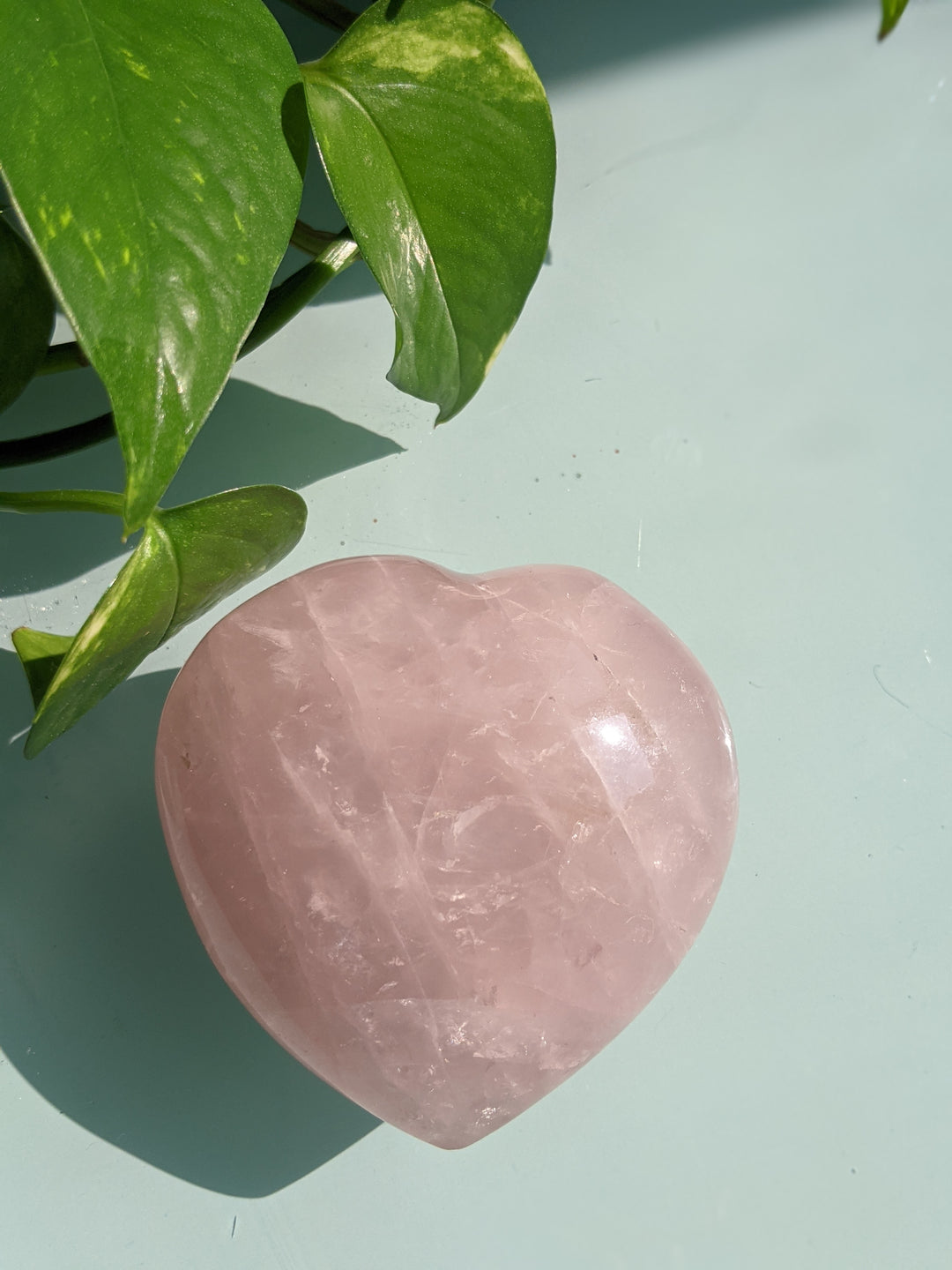 Rose Quartz Puffy Heart