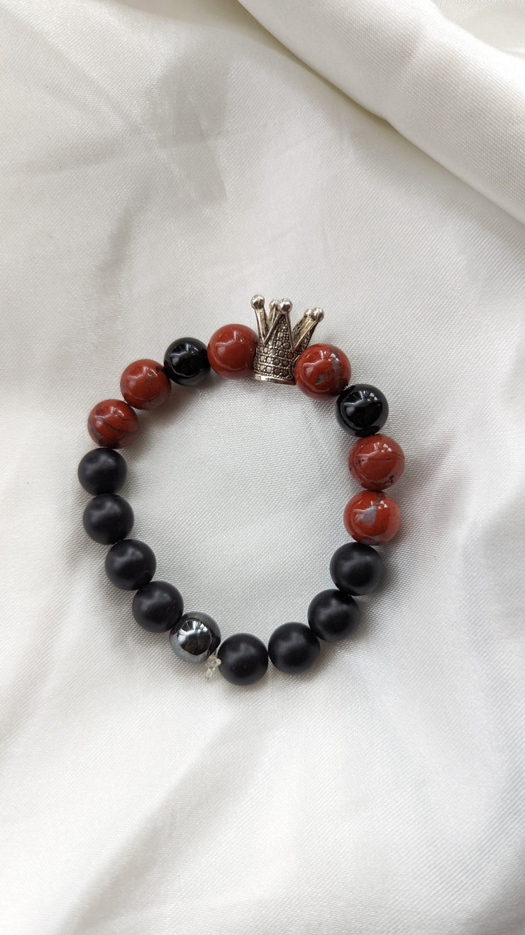 Red Jasper + Black Onyx + Hematite Bracelet