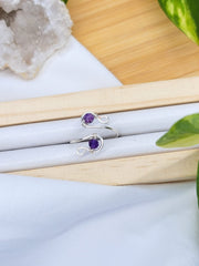 Double Stone Amethyst Ring - Adjustable